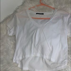 simple v line white brandy melville crop top!!